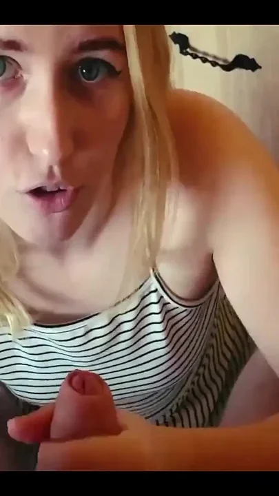 Hot Blowjob From a Smoking Blonde with Cum in Mouth