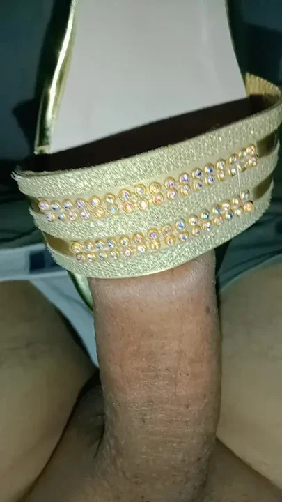 BEAUTIFUL GOLDEN SLIPPER FROM TIRZA DONATED BY HERSELF SOFT AND COMFORTABLR