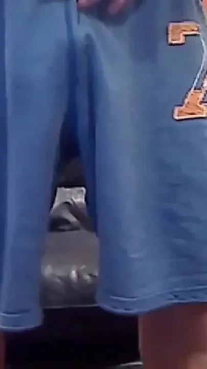 Bear Jerks off in Blue Shorts
