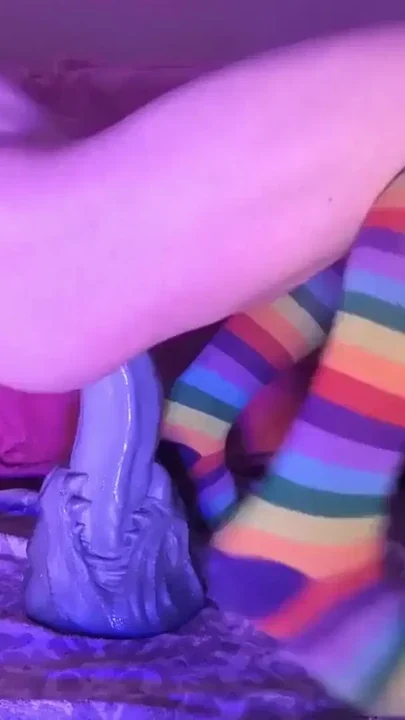 Size queen femboy riding XXL tongue with belly bulge FemboyRaine Clip 1