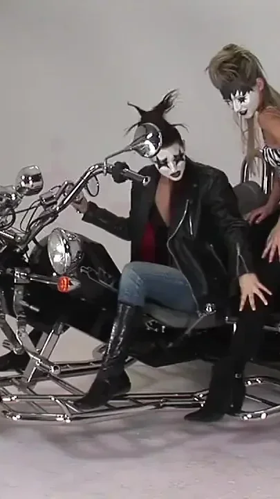 Lesbian Moto Riders with Painted Faces Licking Pussy and Playing with a Dildo