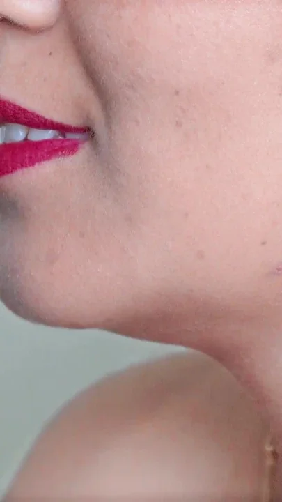 Closeup - Desi Bhabhi Condom Blowjob Cum in Condom with Red Lipstic