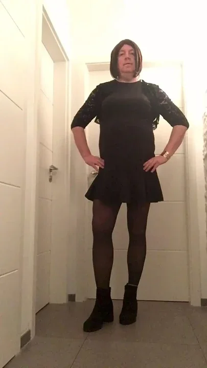Nicki crossdress sexy dress tights boots and boero