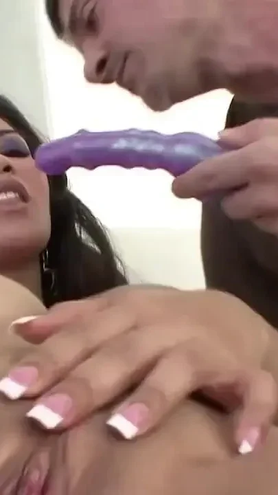 Asian busty babe takes the big cock