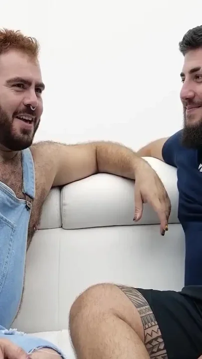 Tag Team Two Tattooed Bears Spit-roast Smooth Cub Wet Facial