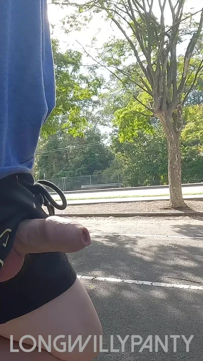 Amateur straight guy flashes his cock next to the busy road