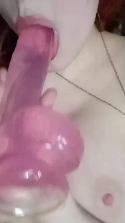 Sucking Big Pink Dildo and Masturbating My Pussy in Close-up