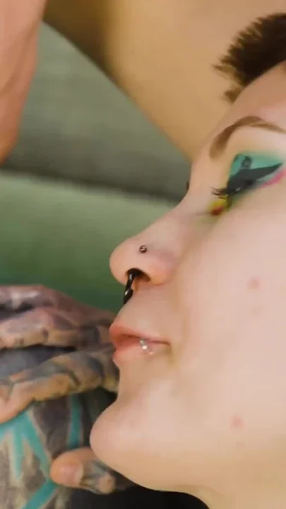 Double Tattooed Bottoms Inked-up Girls Take a Big Cock Together Clip 1