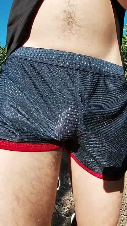 Cumming in My Sport Shorts Outdoors