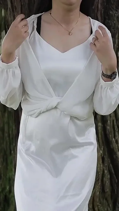 My First Public Video Masturbate in My White Satin Dress
