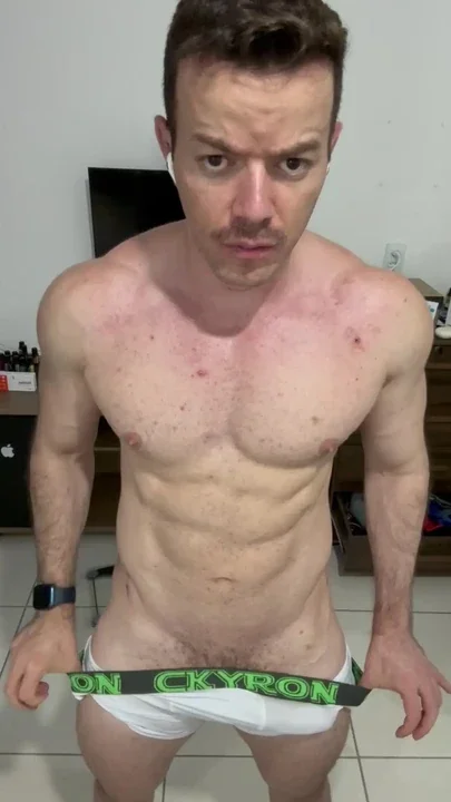 White XXL Guy Getting Comfortable on Camera
