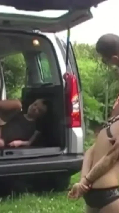 Bisexual party in the car with twink and stud