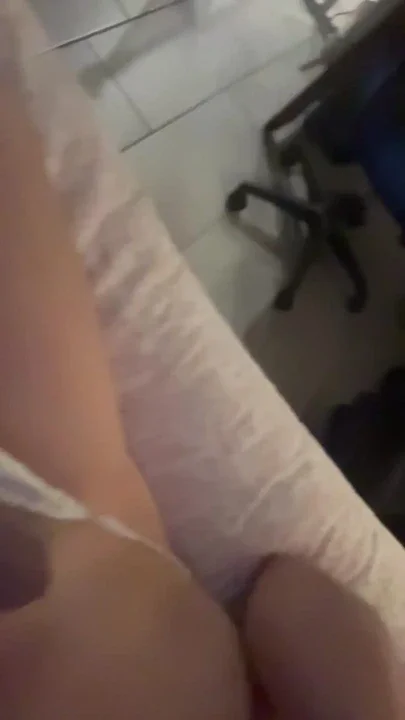 Femboy flops cock and balls while riding toy
