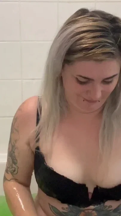 Goth Girl Plays and Squirts in Slime Bath