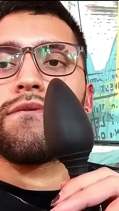 Massaging my big uncut cock with a strong vibrator until I peecum a nice one It