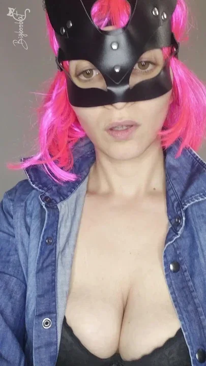 Listen to my moans with my kitty mask and natural tits