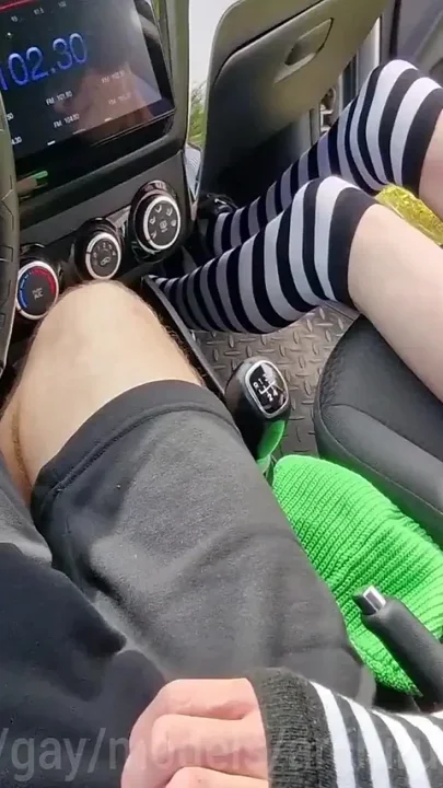Picked up on the Highway and Fucked in the Car by Sissy Femboy in Stockings