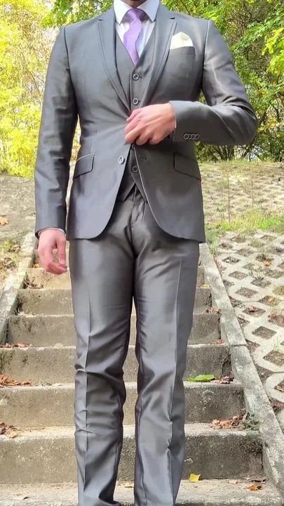 Public Outdoor Masturbation in a Shiny Suit