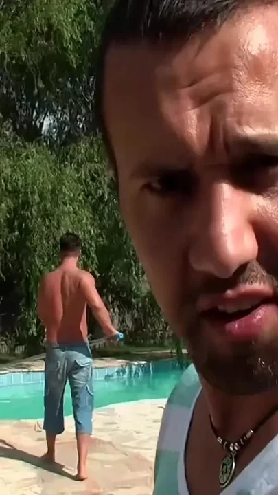 Outdoor Blonde DP Poolside Passion