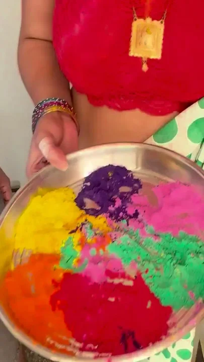 Fucking My Hot Aunt in Holi on Stairs