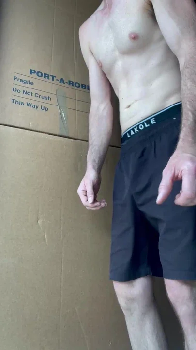 Jumping around with cock swinging