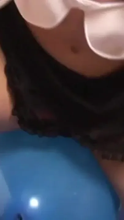 I play rub and ride on my blue balloon