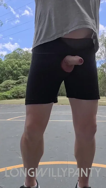 Amateur straight guy with hard cock jumping in slow motion