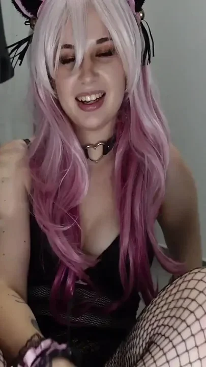 Footjob With Fishnet Tights in a Cute Naughty Kitty Cosplay