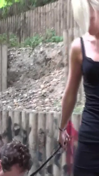 Teen plays outside with her pet play