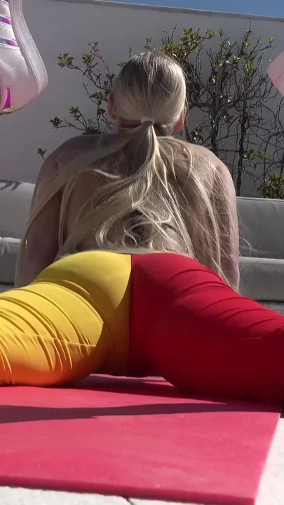 Young pierced curvy MILF enjoys outdoor yoga sex