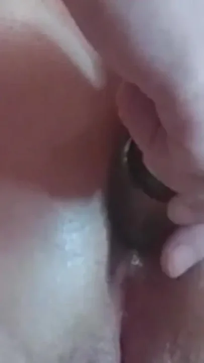 Toy cock and cum in my ass close-up
