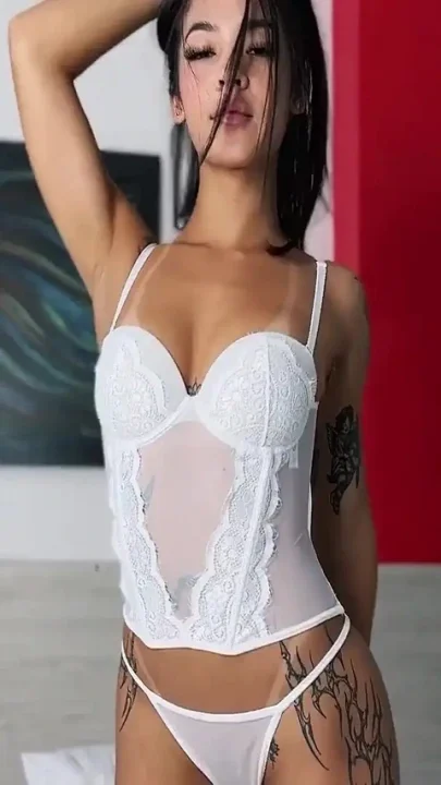 Beautiful Colombian in White Lingerie Gets Fucked Hard