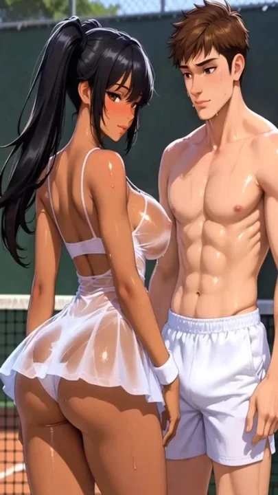 With my stepsister on the tennis court I tripped her hentai style