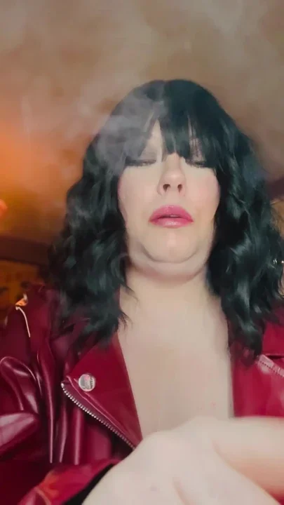 Tina Snua Loves To Smoke In Her Leather Jacket - Smoker Dangles OMI Snap Inhales Clip 1
