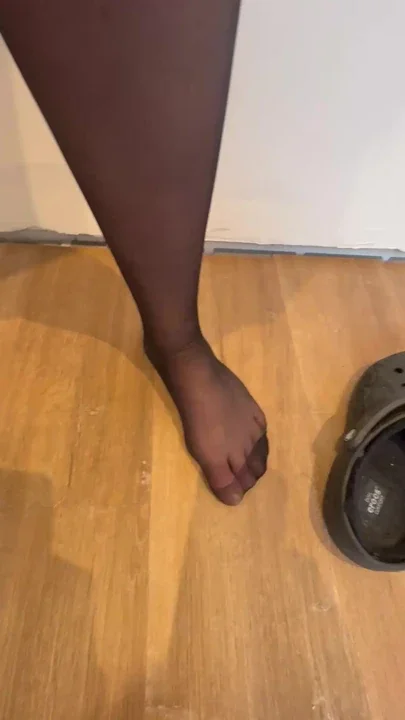 My girlfriend wearing black stockings and playing with her wet pussy just before