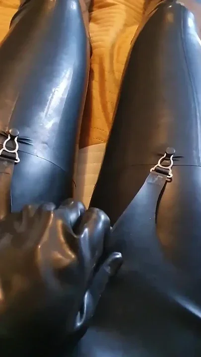 Masturbating in leather