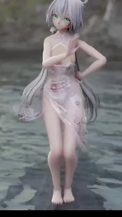 MMD house dance weak sound Luo Tianyi explosive breasts obscene patterns black silk Clip 2