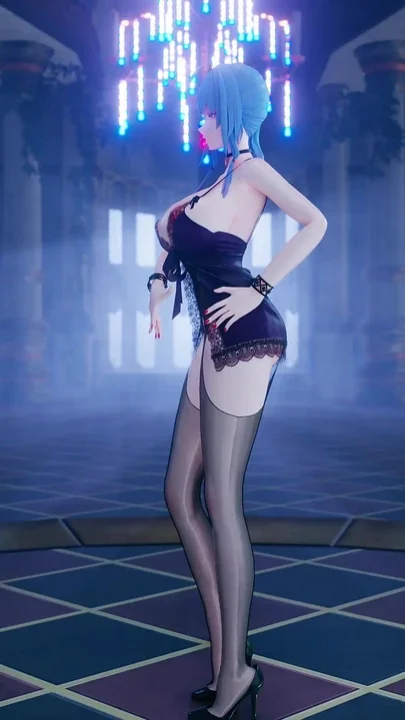 mmd T-ara - Number Azur Lane Lace Lingerie Crotchless Black Stockings