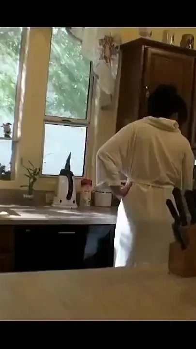 Hot Stepmother Smokes Cigarettes and Cock on the Stairs