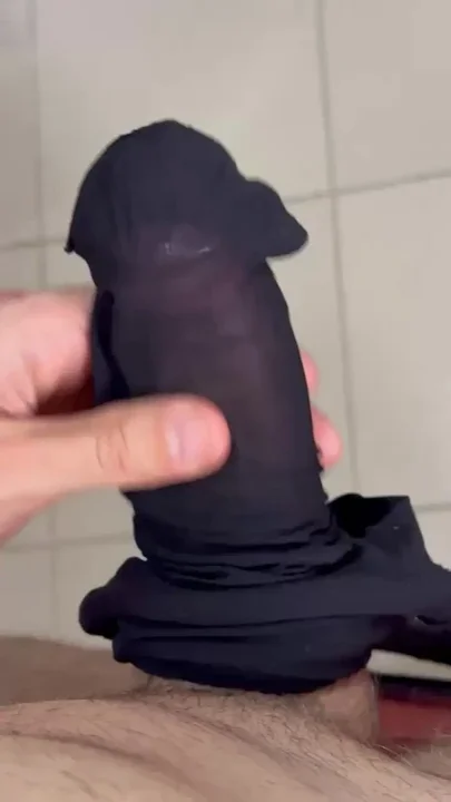 Stretching Black Nylons on Cock Juicy Hard Jerk Session