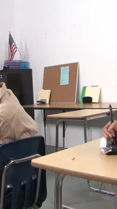Super horny Nun eats her blonde student's pussy in the classroom