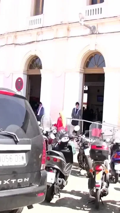 Blonde slut with a banging body fucked in the trunk of a car