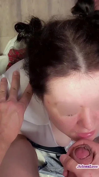 Huge cumshot on face mouth hair eyes and nose