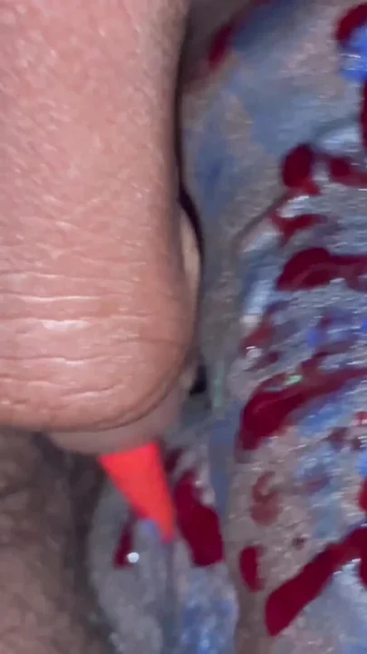 My Hard black cock with red colour cone Clip 3