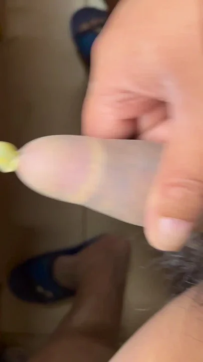 The cock is wearing a 660 long transparent balloon