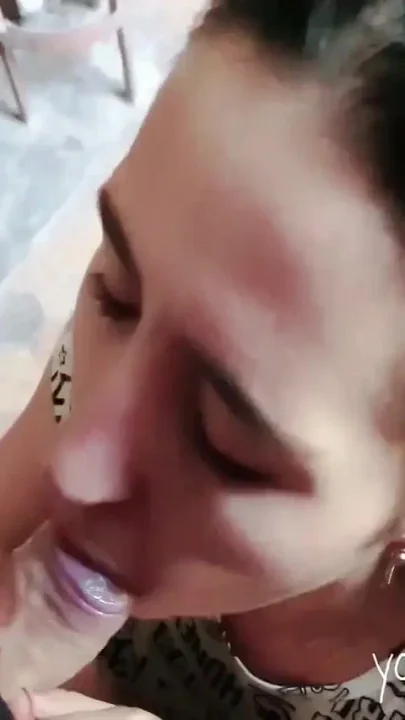 Spontaneous Blowjob and Cum Swallow on Stairwell