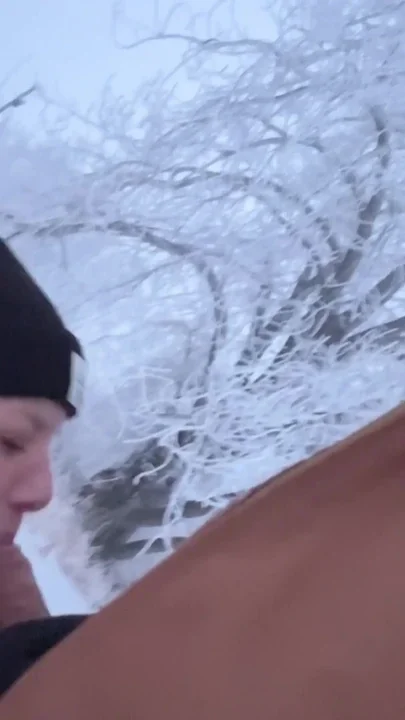 Outdoor Girl Almost Caught getting Dick Hard in the Snow Clip 1