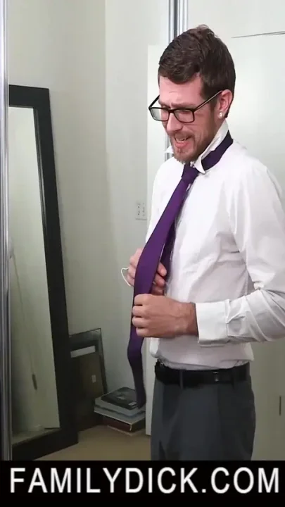 Daddy sticks his cock in stepsons mouth and ass before his meeting