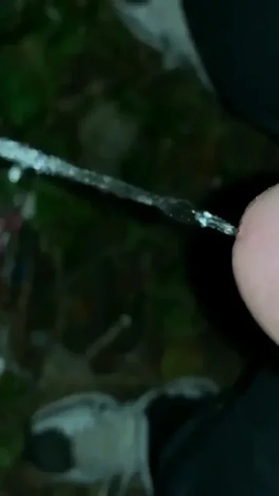 Slowmotion and Close up Unwashed Uncut Cock Piss on the Ground Outdoor Long Piss Stream