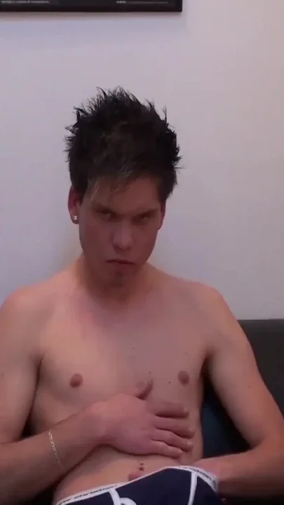 Minh gets excited in his blue briefs and starts rubbing and stroking his cock